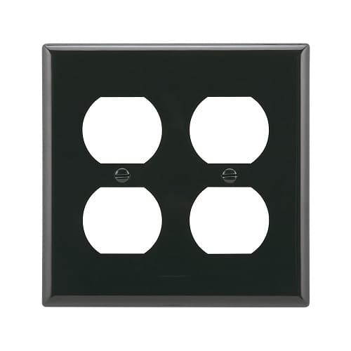 Eaton Wiring Standard Size 2-Gang Duplex Receptacle Nylon Wallplate, Black