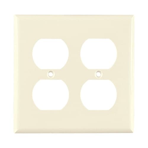 Eaton Wiring Standard Size 2-Gang Duplex Receptacle Nylon Wallplate, Light Almond