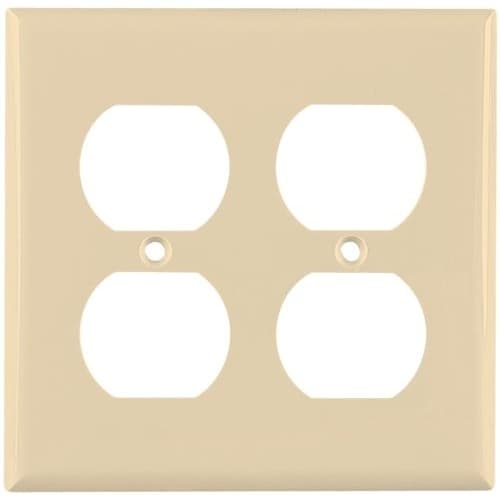 Eaton Wiring Standard Size 2-Gang Duplex Receptacle Nylon Wallplate, Ivory