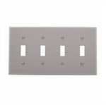 Eaton Wiring 4-Gang Toggle Switch Wall Plate, Standard, Gray