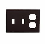 Eaton Wiring 3-Gang Two Toggle & Duplex Wall Plate, Standard, Brown