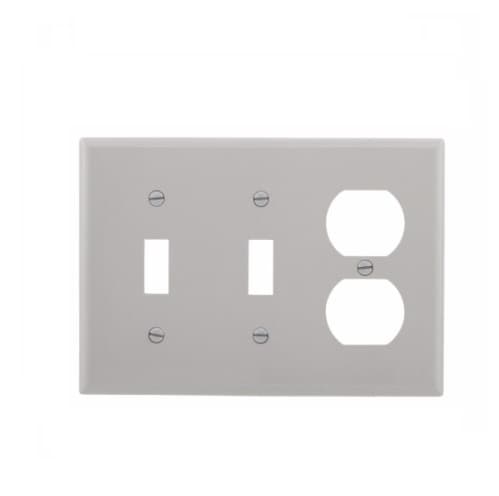 Eaton Wiring 3-Gang Two Toggle & Duplex Wall Plate, Standard, Gray