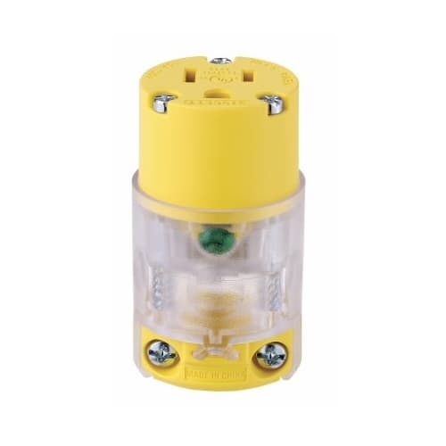 Eaton Wiring 15 Amp LED Straight Blade Connector, #18-12 AWG, 5-15R, 125V, Yellow