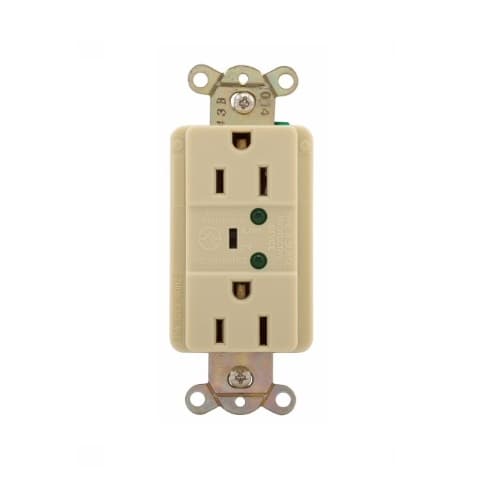 Eaton Wiring 15 Amp Duplex Receptacle w/ Surge Protection, 2-Pole, 125V, Ivory