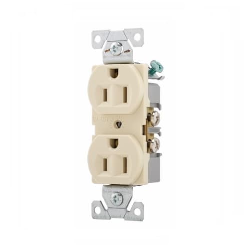 Eaton Wiring 15 Amp Duplex Receptacle, Flush Mount, Ivory