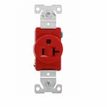 Eaton Wiring 20 Amp Single Straight Blade Receptacle, Industrial Grade, Red