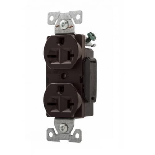 Eaton Wiring 20 Amp NEMA 6-20R 250V Premium Duplex Receptacle, Brown