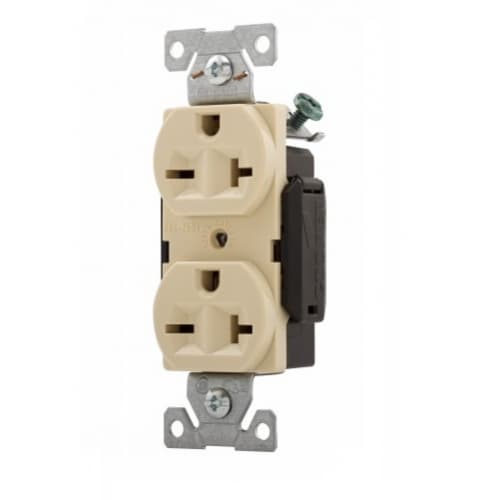 Eaton Wiring 20 Amp NEMA 6-20R 250V Premium Duplex Receptacle, Ivory