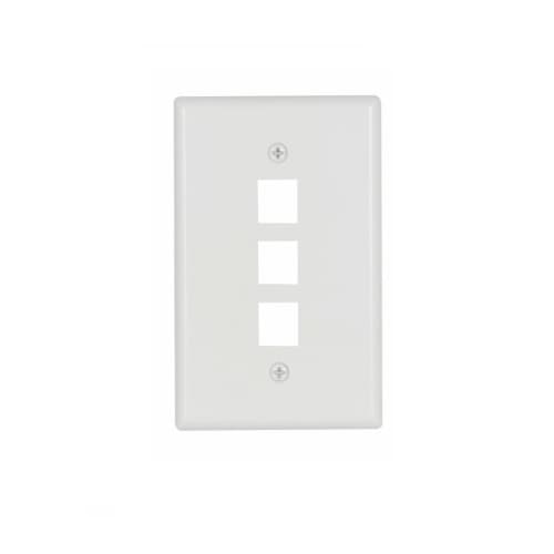 Eaton Wiring 1-Gang 3-Port Flush Mount Modular Wall Plate, Mid-Size, White