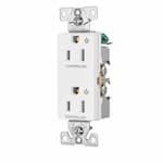 Eaton Wiring 15 Amp Dual Controlled Decorator Receptacle, 2-Pole, #14-10 AWG, 125V, White