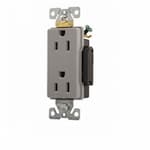 Eaton Wiring 15 Amp Industrial Grade Premium Decorator Duplex Receptacle, Gray