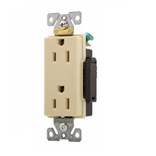 Eaton Wiring 15 Amp Industrial Grade Premium Decorator Duplex Receptacle, Ivory