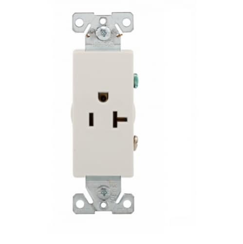 Eaton Wiring 20 Amp Decora Single Receptacle, Commercial Grade, White