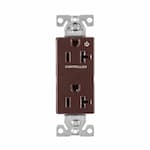 Eaton Wiring 20 Amp Half Controlled Decorator Receptacle, 2-Pole, #14-10 AWG, 125V, Brown