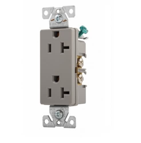 Eaton Wiring 20 Amp Decora Duplex Receptacle, Commercial Grade, Gray