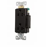 Eaton Wiring 20 Amp Premium Decora Duplex Receptacle, Flush Mount, Black