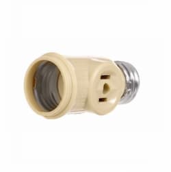 Eaton Wiring 660W NEMA 1-15R Medium Base Socket Adapter w/ Keyless Switch, Ivory