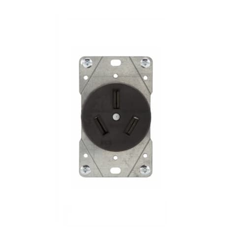 Eaton Wiring 50 Amp Range Outlet, Flush Mount, 3-Pole, 3-Wire, #12 - 4 AWG, 250V, Black