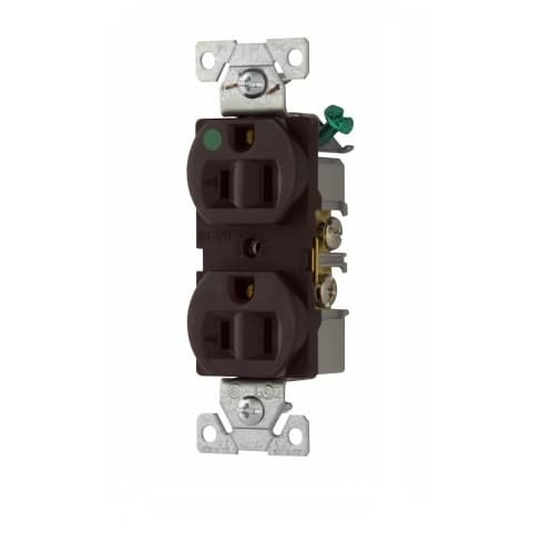 Eaton Wiring 15 Amp Duplex Receptacle, Hospital Grade, Brown