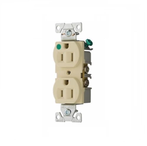 Eaton Wiring 15 Amp Duplex Receptacle, Auto-grounded, Ivory