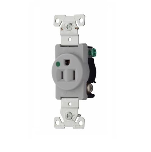 Eaton Wiring 15 Amp Premium Single Receptacle, Hospital Grade, Gray