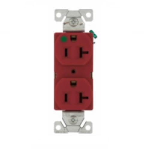 Eaton Wiring 20 Amp Hospital Grade Duplex Receptacle, NEMA 6-20R, Red