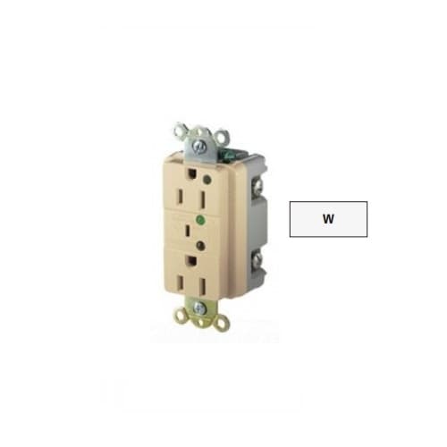 Eaton Wiring 20 Amp Duplex Receptacle w/ LED Indicator & Alarm, 2-Pole, 3-Wire, 125V, White