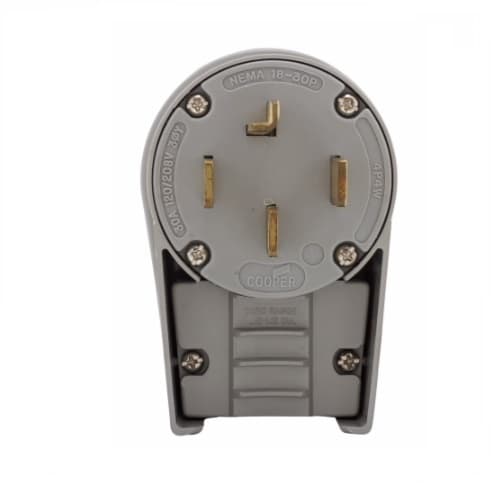 Eaton Wiring 30 Amp Electric Plug, NEMA 18-30P, Angled, Grey