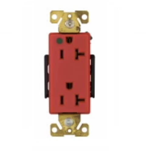 Eaton Wiring 20 Amp Decora Duplex Receptacle, Hospital Grade, Red