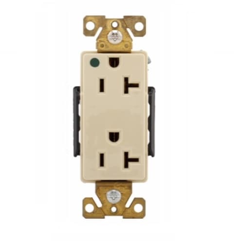 Eaton Wiring 20 Amp Decora Duplex Receptacle, Hospital Grade, Ivory