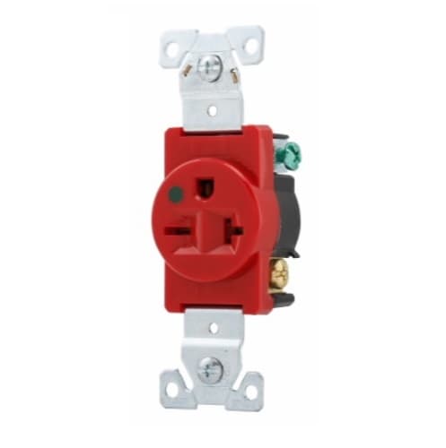 Eaton Wiring 20 Amp Single Receptacle, NEMA 6-20R, Hospital Grade, Red