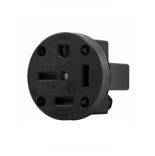 Eaton Wiring 50 Amp Power Receptacle, 3-Phase, Panel Mount, Black