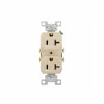 Eaton Wiring 20 Amp Duplex Receptacle, 2-Pole, 3-Wire, #14-10 AWG, 125V, Ivory