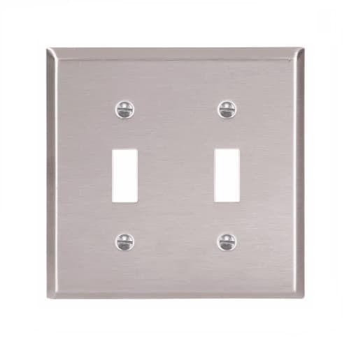 Eaton Wiring 2-Gang Toggle Switch Wall Plate, Standard, Steel