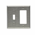 Eaton Wiring 2-Gang Toggle & Decora Wall Plate, Standard, Steel