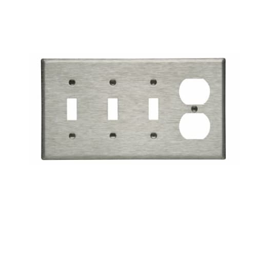 Eaton Wiring 4-Gang Combination Wall Plate, Standard, Steel