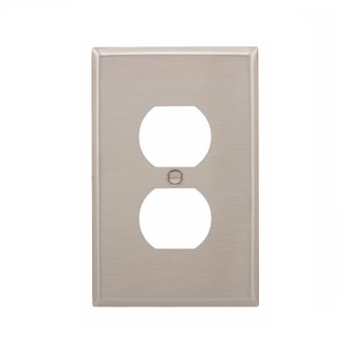 Eaton Wiring 1-Gang Duplex Wall Plate, Mid-Size, Steel