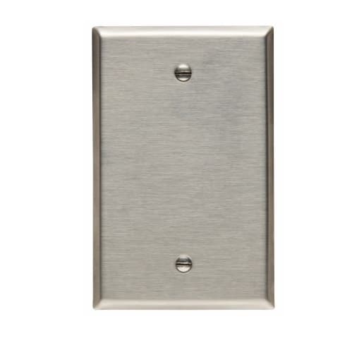 Eaton Wiring 1-Gang Blank Wall Plate, Mid-Size, Stainless Steel