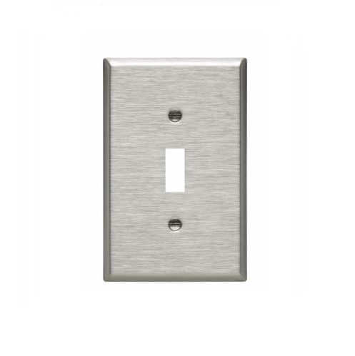 Eaton Wiring Mid Size Toggle Wallplate, 1-Gang, Stainless Steel