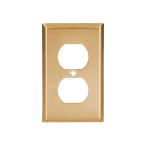 Eaton Wiring Standard Size Brass Duplex Receptacle Wallplate