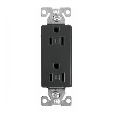 Eaton Wiring 15 Amp Aspire Duplex Receptacle, Tamper Resistant, Silver Granite