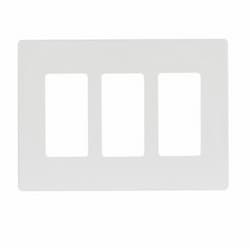 Eaton Wiring 3-Gang Screwless Wall Plate, Mid-Size, White Satin