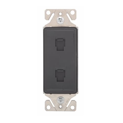 Eaton Wiring Phone Jack Insert, Double, Silver Granite