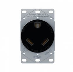 Eaton Wiring 30A Flush Mount Power Receptacle, 2-Pole, 3-Wire, 125V, Black