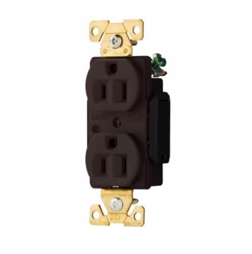 Eaton Wiring 15 Amp Duplex Receptacle, 2-Pole, 3-Wire, #14-10 AWG, 125V, Brown