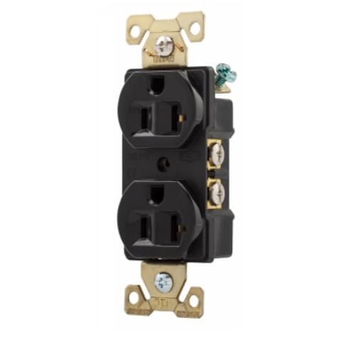 Eaton Wiring 20 Amp Duplex Receptacle, Auto Ground, Black