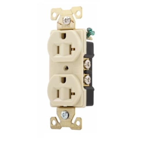 Eaton Wiring 20 Amp Duplex Receptacle, Auto Ground, Ivory