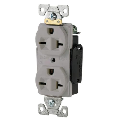 Eaton Wiring 20A Modular Duplex Receptacle, 2-Pole, 3-Wire, 250V, Gray