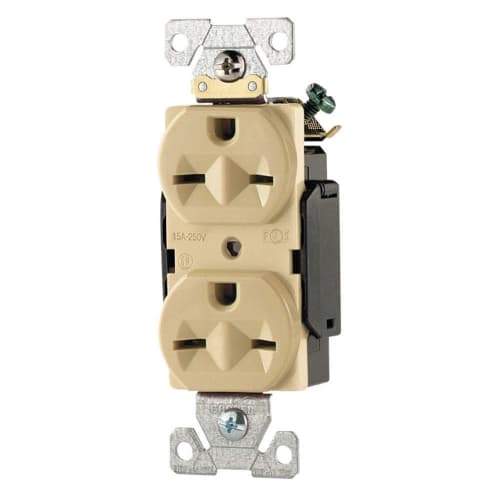 Eaton Wiring 15A Modular Duplex Receptacle, 2-Pole, 3-Wire, 250V, Ivory