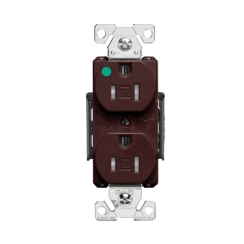 Eaton Wiring 15A Modular Duplex Receptacle, HG, 2-Pole, 3-Wire, 125V, Brown